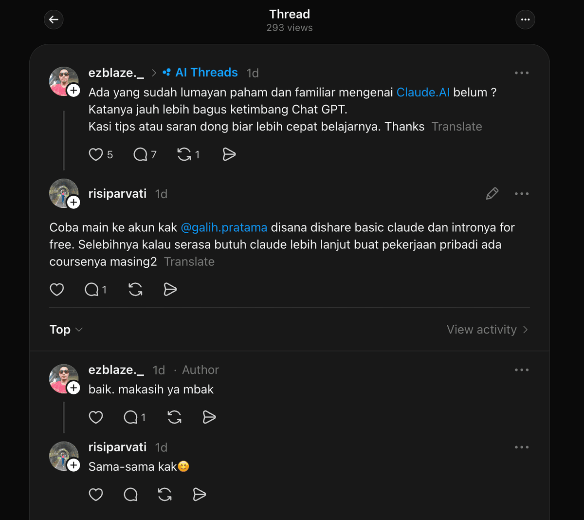 Threads — risiparvati merekomendasikan kelas @galih.pratama
