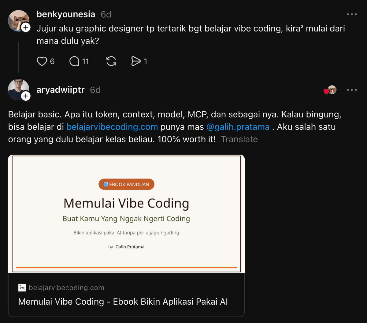 Screenshot testimoni pembeli KelasClaude
