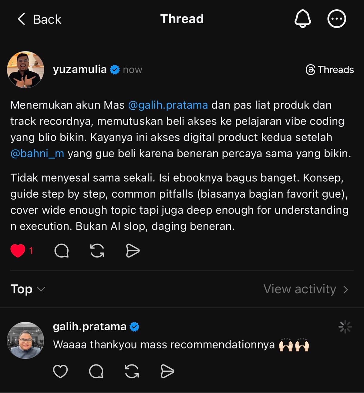 Screenshot testimoni pembeli KelasClaude