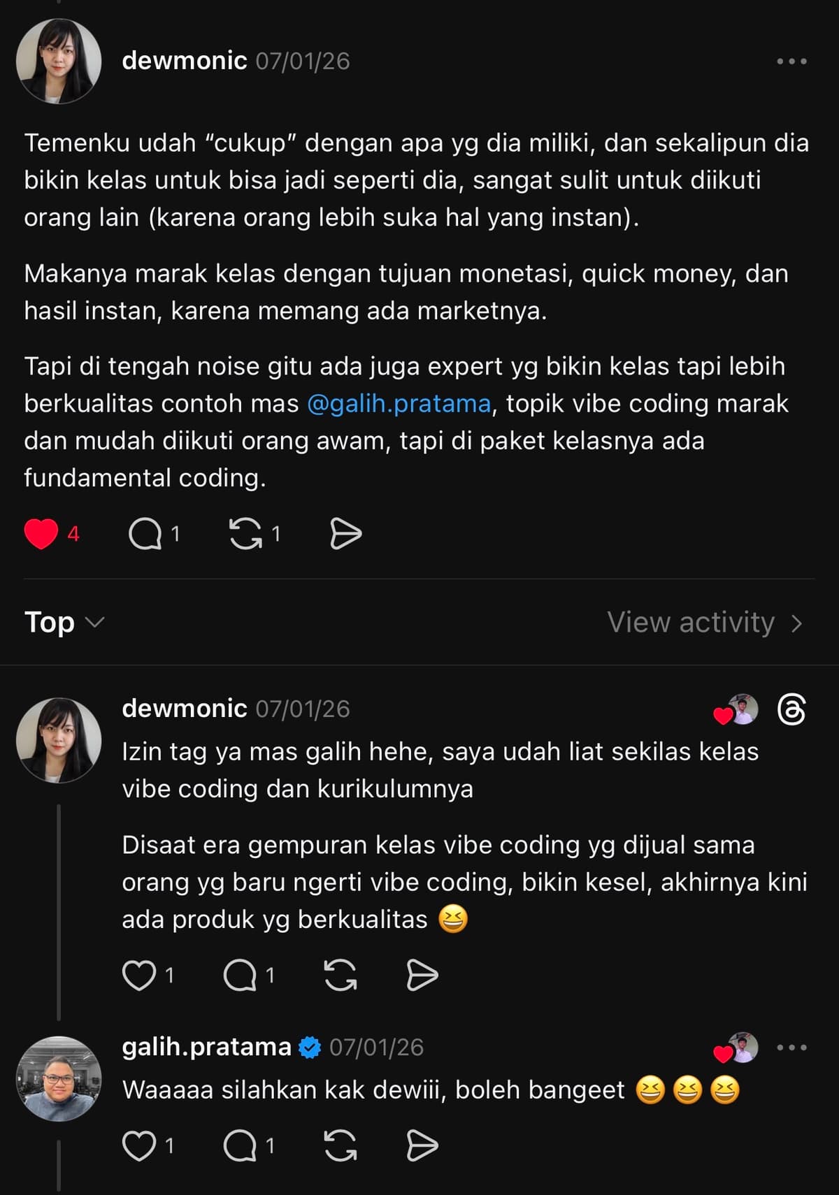 Screenshot testimoni pembeli KelasClaude