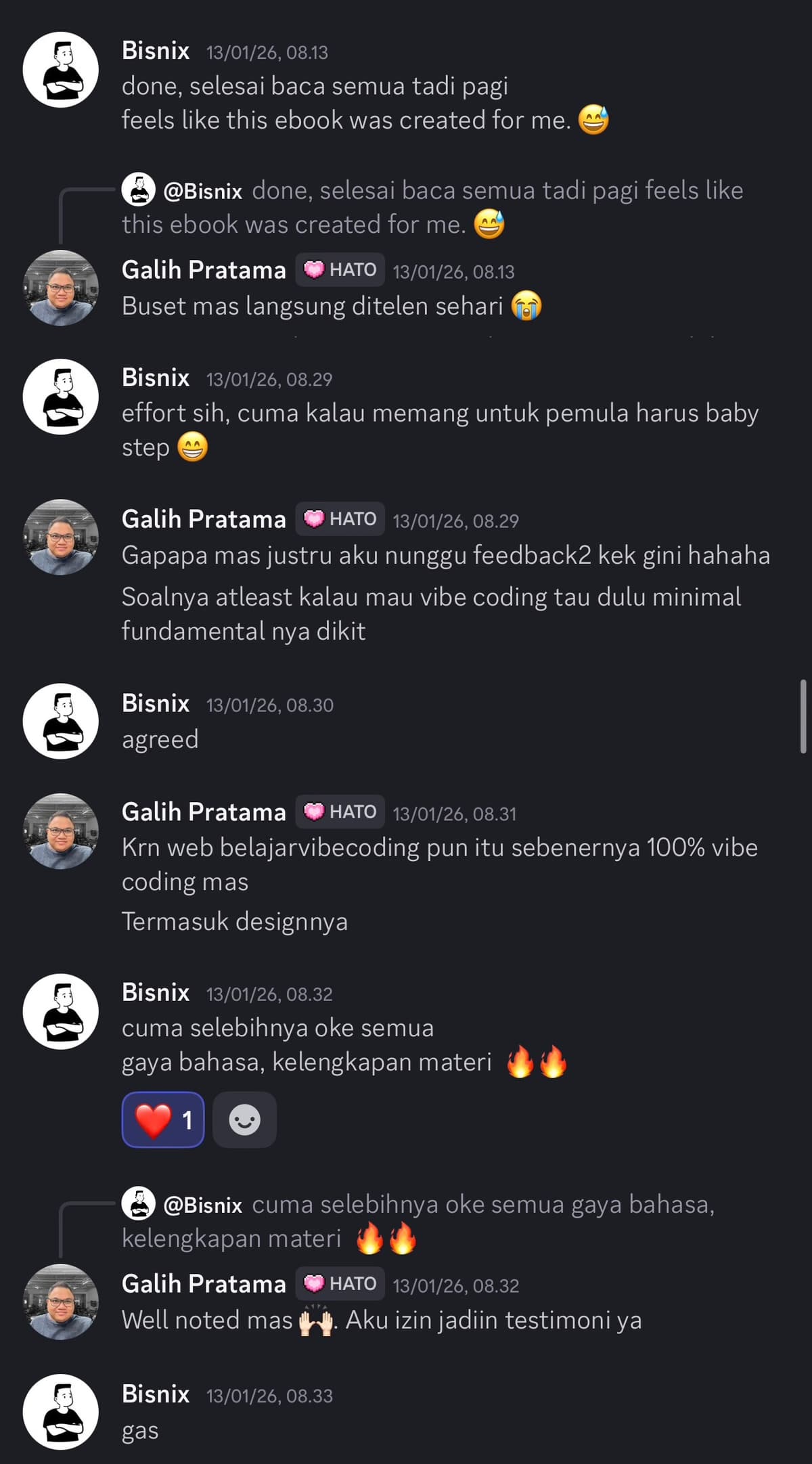 Screenshot testimoni pembeli KelasClaude
